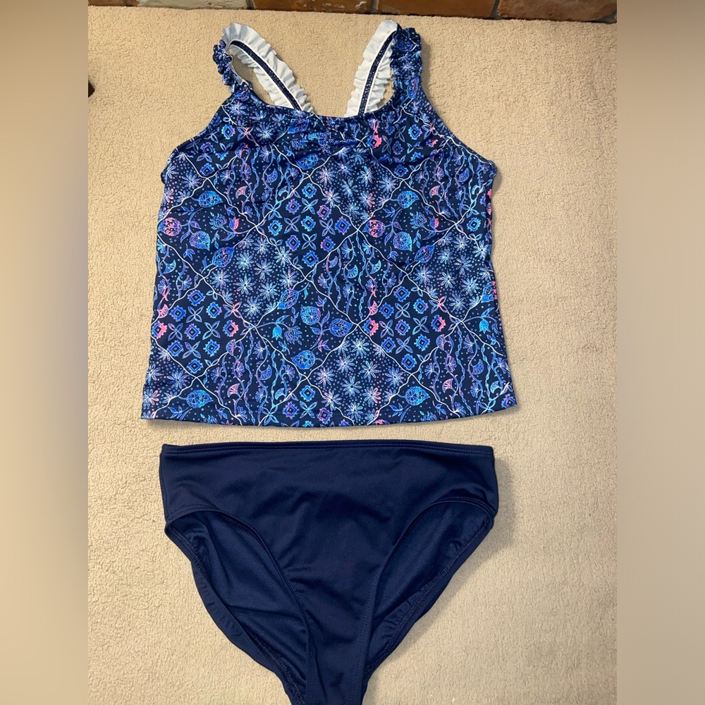 Lands End Girls 2 piece swim suit